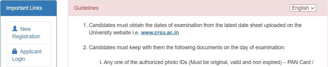 CRSU Online Registration 2022
